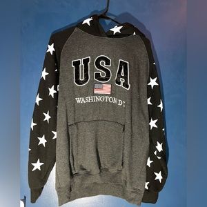 USA Washington DC hoodie, stars on hood and sleeves SIZE LARGE